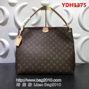 路易威登LV頂級原單 M43703老花配玫紅裏 購物包 YDH1375