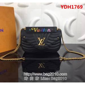 路易威登LV頂級原單M51498黑色 NEW WAVE 中號牛皮鏈條包 YDH1769