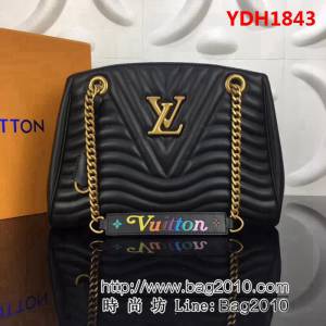路易威登LV頂級原單New Wave Tote 手袋M51496黑牛皮鏈條包 YDH1843