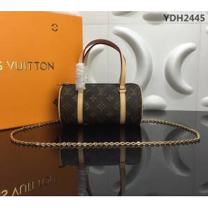 路易威登LV 頂級原單 M51384 最美老花Papillon系列 日本中古老花 圓筒包 可手提斜挎  YDH2445