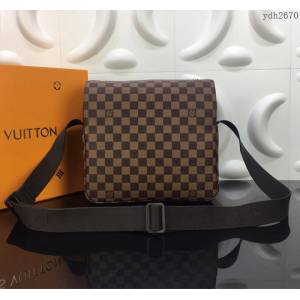 路易威登LV男包 頂級原單 N45255啡格 DaMier帆布 Naviglio信差袋 男士單肩斜挎包  ydh2670