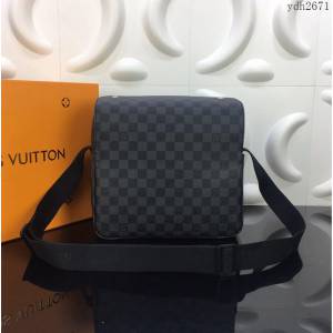 路易威登LV男包 頂級原單 N45255黑格 DaMier帆布 Naviglio信差袋 男士單肩斜挎包  ydh2671