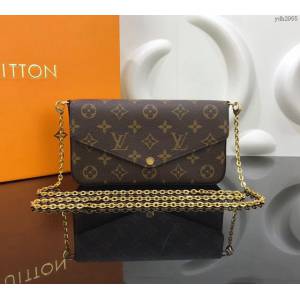 LV女包 N63032 Pochette Felicie手袋 路易威登鏈條斜挎女包  LV女單肩包 LV老花包  ydh2955