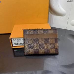 LV專櫃新款錢包 路易威登Damier Ebène塗層帆布卡片夾 LV男款棋盤格名片夾 M62170  ydh4430