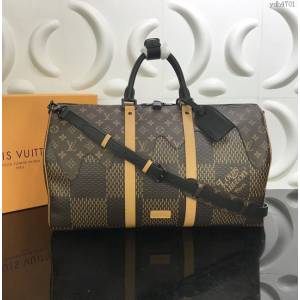 lv路易威登專櫃2022新款Keepall Bandoulière50旅行袋 lv頂級原單手提旅行包 N40360 ydh4701