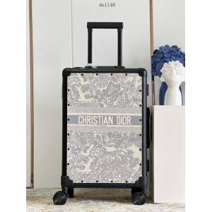 Dior專櫃2023新款oblique復古印花圖案配鋁框CD拉杆箱 A26 迪奧Christian行李箱/拉杆箱 dn1146