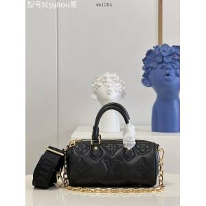 LV專櫃2023新款Papillon BB手袋 59800黑 路易威登牛皮壓花Monogram圖案手提肩背枕頭包 dn1204
