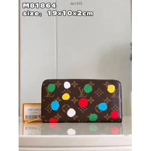 LV專櫃2023新款波點圖案LV x YK Zippy錢夾 M81864 路易威登女款拉鏈長錢包 dn1433