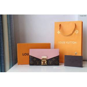 lv錢包 Pallas錢夾 M58414 老花配皮 lv女款翻蓋長錢包  lvqb1352