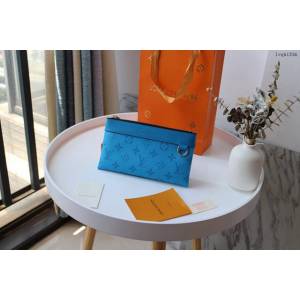 lv錢包 M44323 拼接藍色 Discovery Pochette小號手袋 lv小號手拿包  lvqb1534