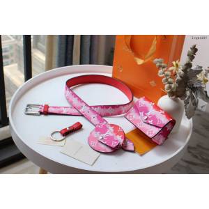 lv皮帶 M0253 LV Daily Multi Pocket 30毫米腰帶 配小包與鑰匙扣 lv女腰帶  lvqb1697