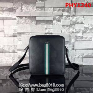 普拉達PRADA原單 vs365克色原版十字紋頂級手工PRADA男士單肩斜挎包 PHY1240