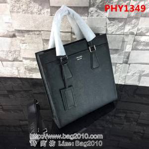 普拉達PRADA原單 最新款 2VG014-2F克色原版荔枝紋男士商務公事包 PHY1349
