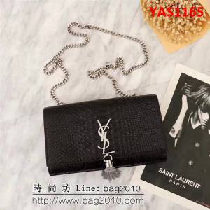 YSL聖羅蘭 原單貨 蟒蛇紋牛皮 鏈條流蘇單肩小包 311223 YAS1165