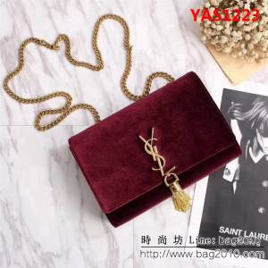 YSL聖羅蘭 最新款 天鵝絨 流蘇鏈條包 可當手包用 26820 YAS1223