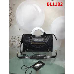 BALENCIAG巴黎世家 歐洲水貨 Balenciaga city mini 小金釘 限量 原廠爆裂紋羊皮黑色 手提肩背包  BL1182