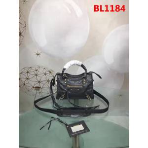 BALENCIAG巴黎世家 歐洲水貨 Balenciaga city mini 小金釘 限量 原廠爆裂紋羊皮黑色 手提肩背包  BL1184