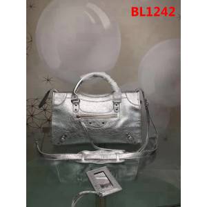 BALENCIAG巴黎世家 原版 義大利進口爆裂銀皮 新款 手提單肩斜挎包  BL1242