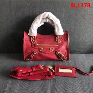 BALENCIAG巴黎世家 機車包 23cm原版山羊皮配金邊 手提肩背斜挎包  BL1378