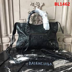 BALENCIAG巴黎世家 GRAFFITI CLASSIC CITY 30cm機車包 爆裂紋羊皮 手提肩背斜挎包  BL1462