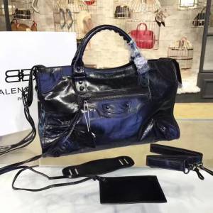 BALENCIAG巴黎世家 38cm 機車包進口油蠟牛皮 手提肩背斜挎包  BL1560