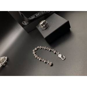 chrome hearts銀飾 克羅心六芒星圓珠手鏈 925純銀手鏈 純手工製作 克羅心首飾手鏈  gjc1824