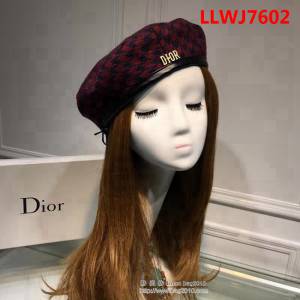 DIOR迪奧 經典款 燈芯絨千鳥格貝蕾帽 LLWJ7602