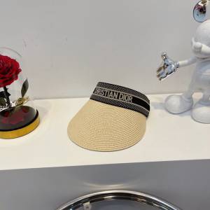 Dior新品女士帽子 迪奧2021春夏新款拼接空頂帽  mm1598