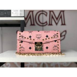 MCM女包 原單 8083 打釘款Patricia鏈條包 折疊翻蓋 MCM女單肩包 可拆卸鏈條斜挎包 手拿包  mdmc1158