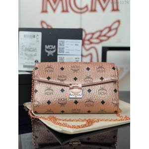 MCM女包 原單 6226中號 2018新品 Patricia鏈條包 復古印花 信封式手拿包 MCM女單肩斜挎包  mdmc1178