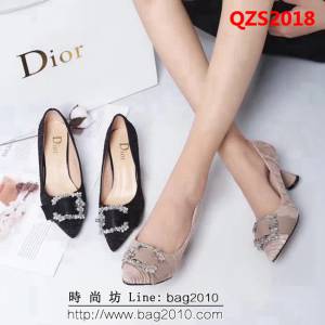 DIOR迪奧 2018秋款 棉麻面料 尖頭高跟鞋 QZS2018