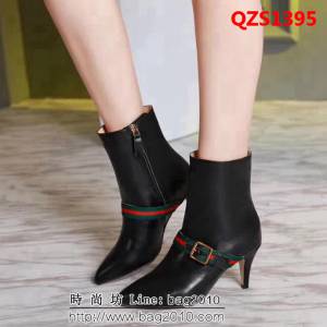 GUCCI古馳 小牛皮+織帶 秋季 女士短靴 QZS1395