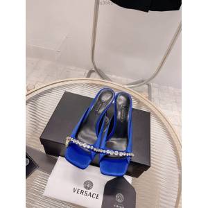 Versace專櫃2022新款女鞋 範思哲魚嘴方跟涼鞋 dx3551
