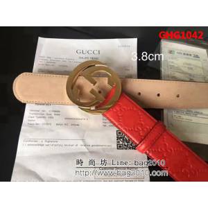 古馳CUCCI 頭層小牛皮壓花 純銅大餅扣 原單經典男士皮帶 GHG1042