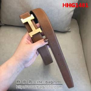 愛馬仕HERMES 原單正品 雙面原版皮 精品鋼扣高端男士皮帶 HHG1481