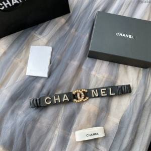 Chanel女士皮帶 香奈兒cc經典logo扣精品彈力扣腰帶  jjp1154