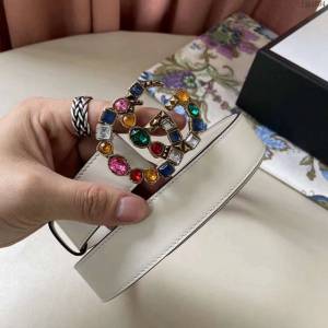 Gucci女士皮帶 古奇彩鑽雙面牛皮腰帶  jjp1554