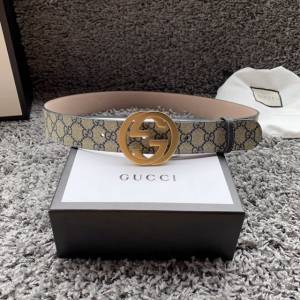 Gucci男士皮帶 古奇防水經典雙G互扣腰帶  jjp1584