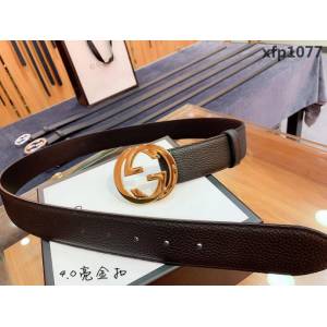GUCCI古馳 官網爆款 正品規格 原單品質 togo荔枝紋牛皮 雙G亮面銀色扣 男士皮帶  xfp1077