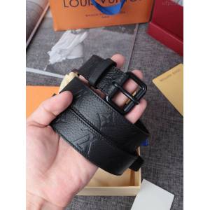 LV皮帶 經典LV腰帶系列 路易威登壓紋牛皮男士腰帶  xfp2114