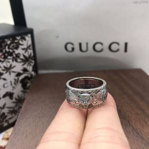 GUCCi飾品 古馳新款 925韓國霸氣虎頭時尚百搭情侶戒指 Gucci情侶戒指  zgbq1004