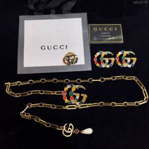 GUCCi飾品 原單高品質 官網同步新款 古馳耳釘 戒指 Gucci腰鏈套裝  zgbq1196