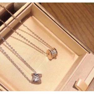 Bvlgari飾品 寶格麗專櫃款 滿鑽純銀女士項鏈 白金玫瑰金小蠻腰項鏈  zgbq3065