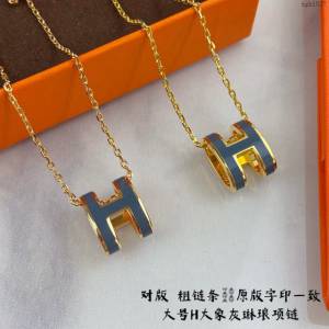 Hermes首飾品 愛馬仕大象灰H琳琅大號項鏈 Hermes對版粗鏈條女士項鏈  zgh1527