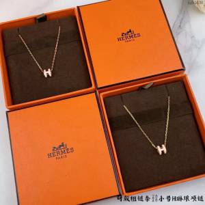 Hermes首飾品 愛馬仕H琳琅迷你項鏈 Hermes對版粗鏈條粉色項鏈  zgh1538