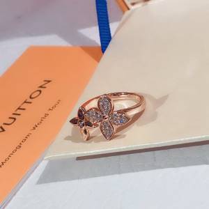 Louis Vuitton純銀飾品 路易威登四葉雙花戒指 LV玫瑰金戒指  zglv1926
