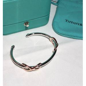 Tiffany純銀飾品 蒂芙尼女士專櫃爆款Infinity開口手鐲 Tiffany八字繩結分色電鍍手鐲  zgt1690