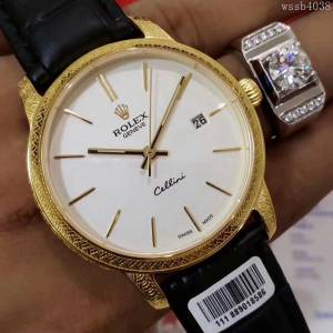ROLEX勞力士 2019新款 切利尼雕花新款 18k電鍍黃金耐磨表殼 高端男士腕表  wssb4038