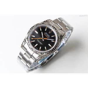 ROLEX勞力士 新品上市 N9最新力作 雕刻手工 純銀殼套 瑞士ETA2824自動上旋機芯 超強防水 鱷魚皮錶帶 高檔男士腕表  wssb4773