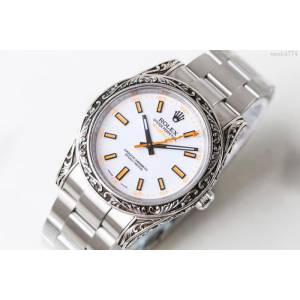 ROLEX勞力士 新品上市 N9最新力作 雕刻手工 純銀殼套 瑞士ETA2824自動上旋機芯 超強防水 鱷魚皮錶帶 高檔男士腕表  wssb4774